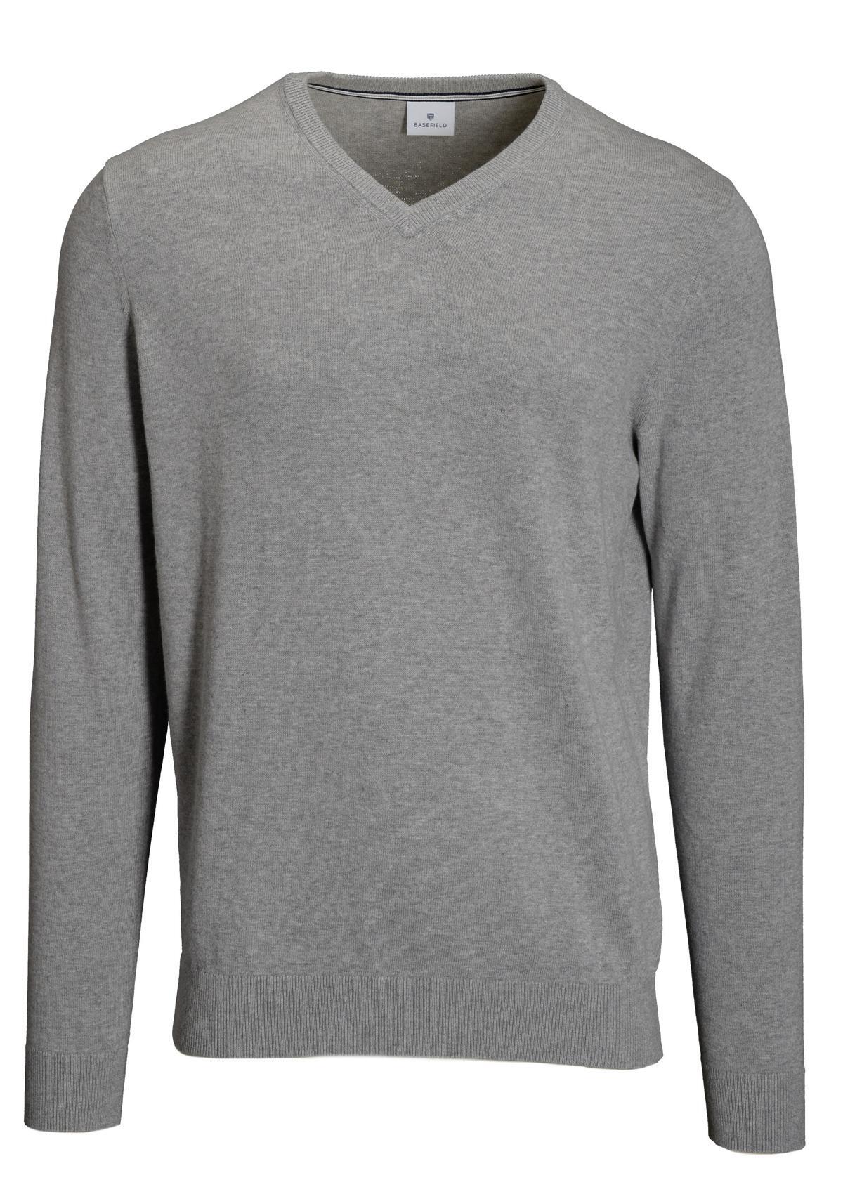 BASEFIELD - V Pullover silver mel. - Gr. - XXL von BASEFIELD