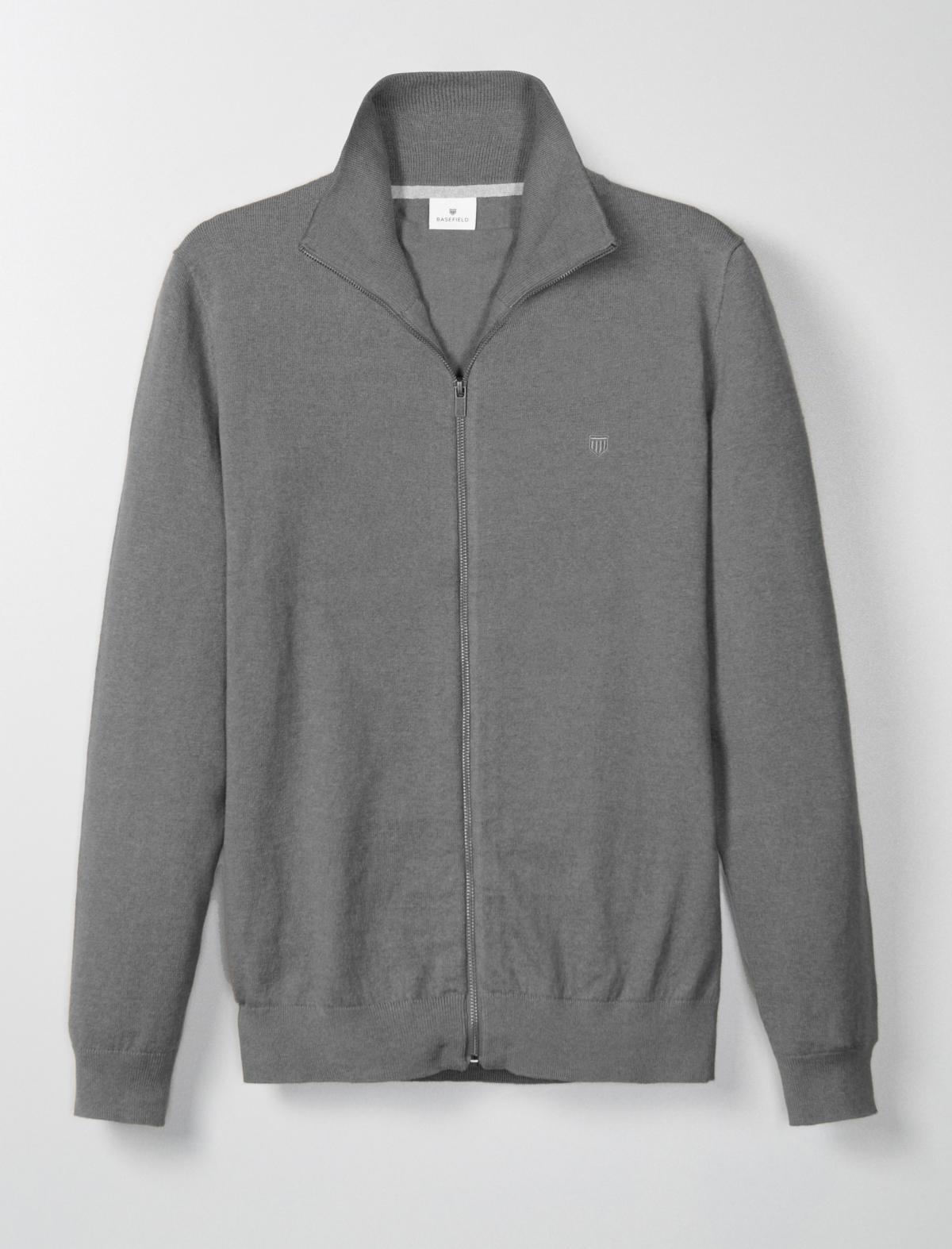 BASEFIELD - Zip Cardigan arctic grey melange - Gr. - XXL von BASEFIELD