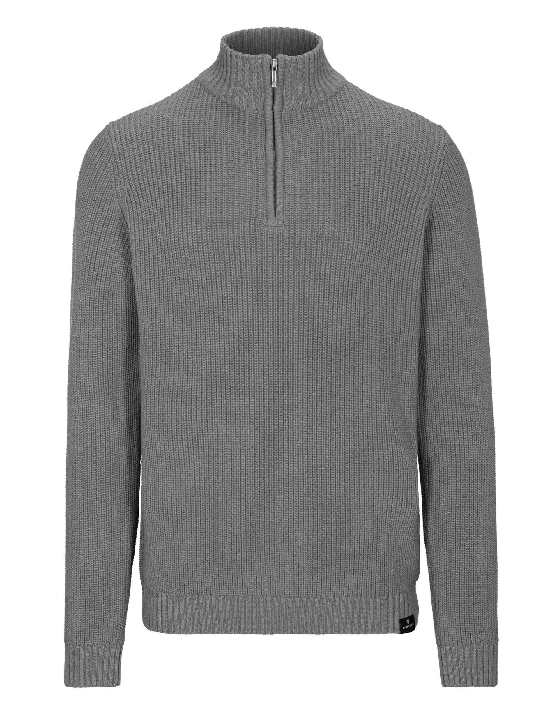BASEFIELD - Zip Troyer Pullover grey mel. - Gr. - L von BASEFIELD