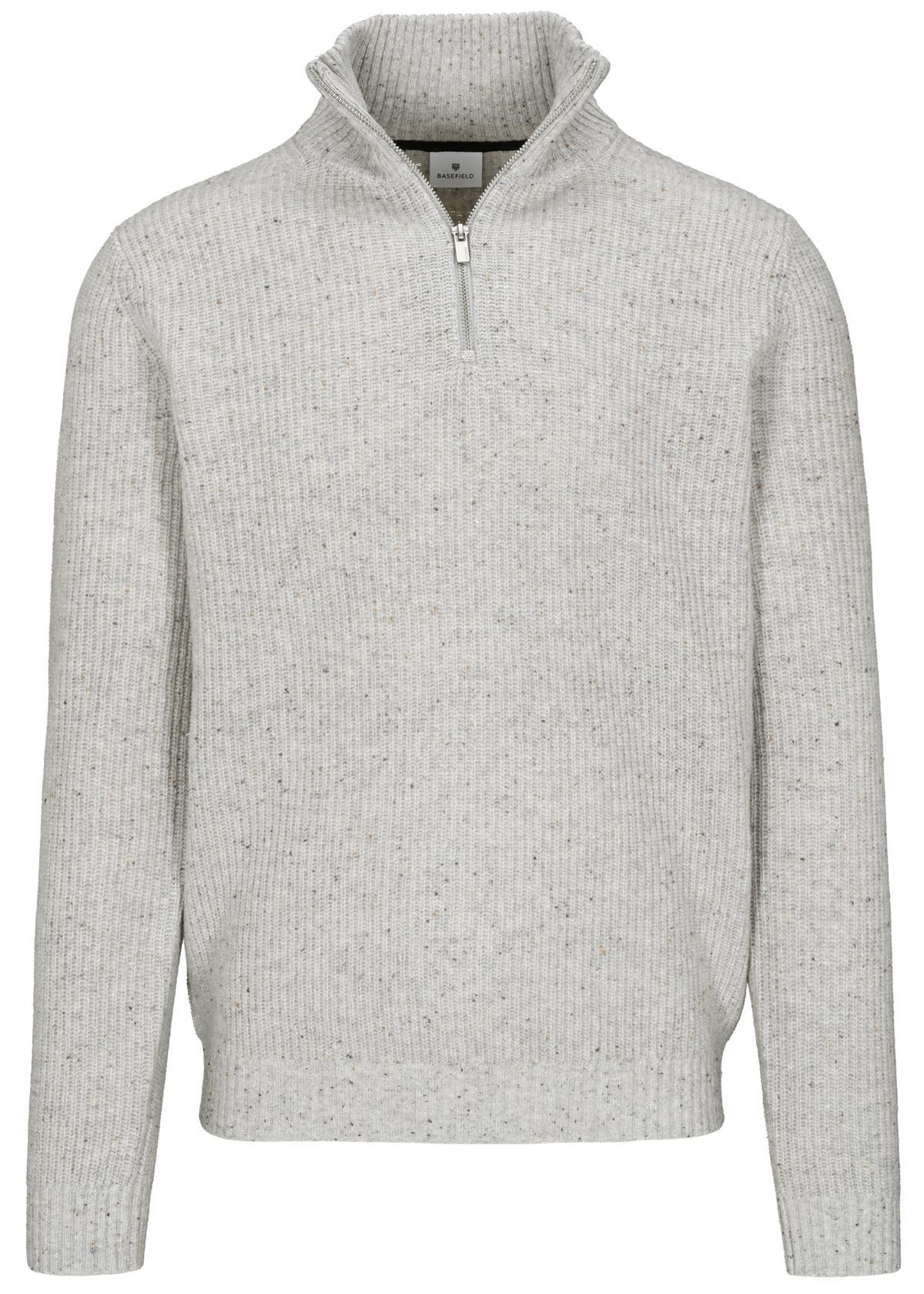 BASEFIELD - Zip Troyer Pullover grey mel. - Gr. - XL von BASEFIELD