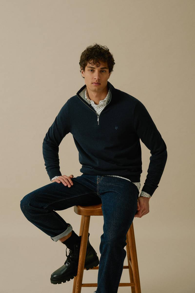 BASEFIELD - Zip Troyer Pullover night blue - Gr. - L von BASEFIELD