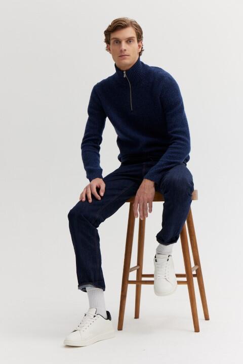 BASEFIELD - Zip Troyer Pullover night blue mel. - Gr. - XXL von BASEFIELD