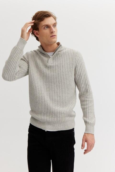 BASEFIELD - Zip Troyer Pullover oat grey mel. - Gr. - M von BASEFIELD