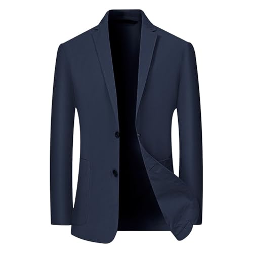 BASHAMAN Blazer Herren Bankett Abschlussball Casual Anzug Jacke Männer Slim Fit Mode Gutaussehend Anzug Männer Jugend Temperament Trend Longsleeve Anzug Herren B-Navy 4XL von BASHAMAN