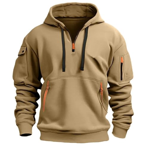 Sweatshirt Herren Draussen Sport Kaputzen Hoodie Herren Basic Mode Casual Kapuzenpullover Herren Jugend Persönlichkeit Trend Langärmeliges Sweatshirt Herren N-Khaki 3XL von BASHAMAN