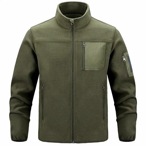 BASICDOT Fleecejacke Herren mit Vollreißverschluss, Leichtgewicht Outdoor Winterjacke für Wandern, Laufen und Freizeit Warme Jacke Hr-de-02-XXL von BASICDOT