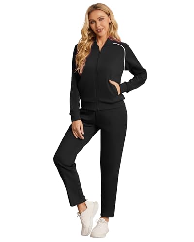 BASICDOT Jogginganzug Damen Set Lang Trainingsanzug Zweiteiler Frauen Freizeitanzug Langarm Reißverschluss 7005A-XXL von BASICDOT