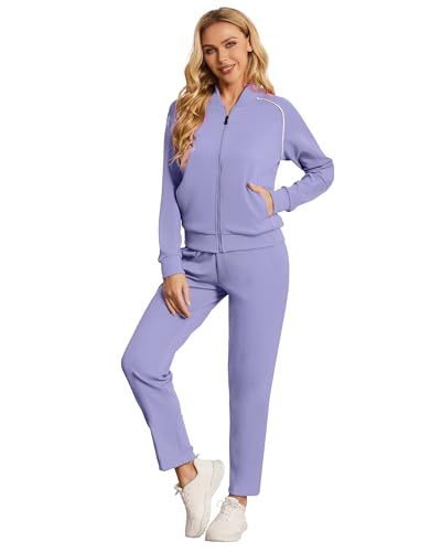 BASICDOT Jogginganzug Damen Set Lang Trainingsanzug Zweiteiler Frauen Freizeitanzug Langarm Reißverschluss 7009A-L von BASICDOT