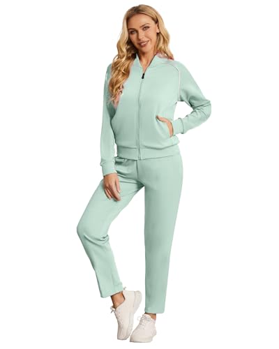 BASICDOT Jogginganzug Damen Set Lang Trainingsanzug Zweiteiler Frauen Freizeitanzug Langarm Reißverschluss 7011A-XL von BASICDOT