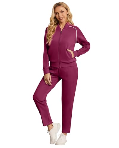 BASICDOT Jogginganzug Damen Set Lang Trainingsanzug Zweiteiler Frauen Freizeitanzug Langarm Reißverschluss 7012A-3XL von BASICDOT
