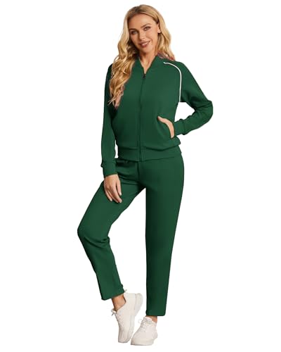 BASICDOT Jogginganzug Damen Set Lang Trainingsanzug Zweiteiler Frauen Freizeitanzug Langarm Reißverschluss 7015-M von BASICDOT