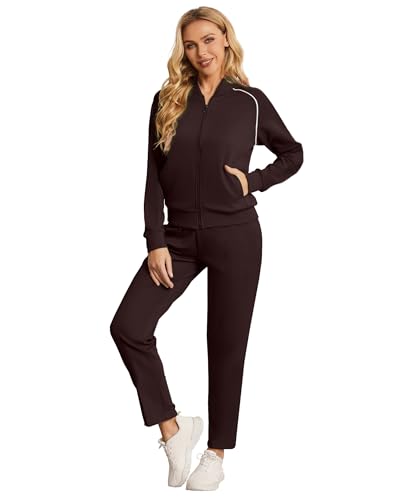 BASICDOT Jogginganzug Damen Set Lang Trainingsanzug Zweiteiler Frauen Freizeitanzug Langarm Reißverschluss 7016-XXL von BASICDOT
