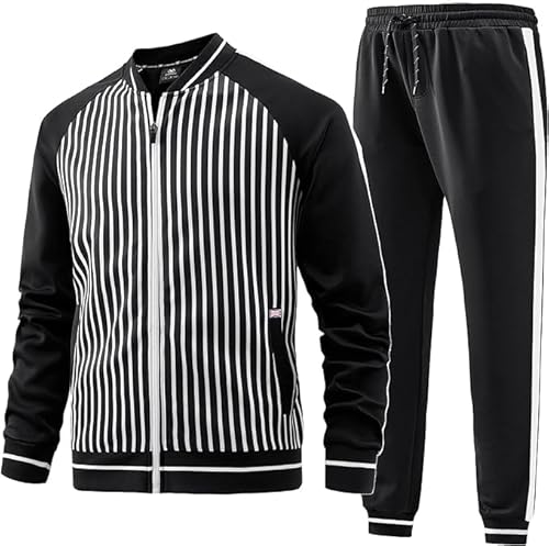 BASICDOT Trainingsanzug Herren Set mit langen Ärmeln, lässigem Full Zip Laufsportanzug für Männer, 2-teilige Outfits Jogginganzug Herren JW-064-M von BASICDOT