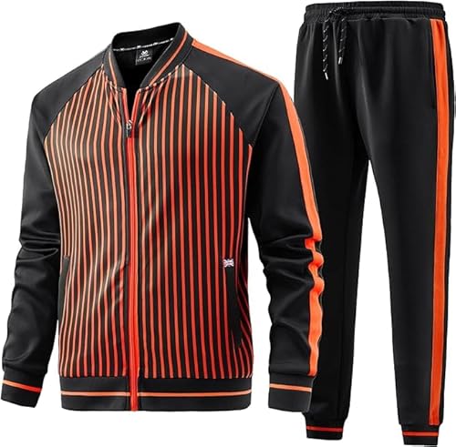 BASICDOT Trainingsanzug Herren Set mit langen Ärmeln, lässigem Full Zip Laufsportanzug für Männer, 2-teilige Outfits Jogginganzug Herren JW-082-XXL von BASICDOT