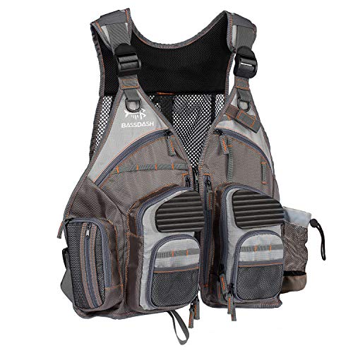 Bassdash Herren Angeln Weste Multifunktionsweste Anglerweste mit biszu max.20 Taschen für Fliegenfischen und Outdoor Freizeit von Bassdash