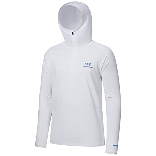 BASSDASH Herren-Kapuzenpullover mit LSF 50+, 1/4-Reißverschluss, schnell trocknend, Langarm, Sonnenschutz FS24M, Weiss/opulenter Garten, L BASSDASH Herren-Kapuzenpullover mit LSF 50+, 1/4-Reißverschluss, schnell trocknend, Langarm, Sonnenschutz FS24M, Weiss/opulenter Garten, L von Bassdash