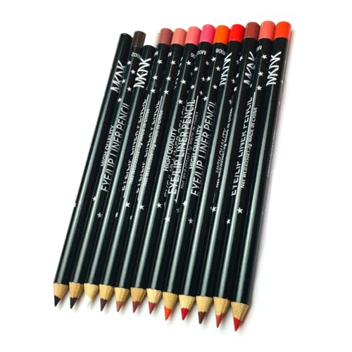 12 Farben Kajal Set, Bunt Wasserfest Kajalstifte, Kajalstift Komplettes Set, Farbe Eyeliner Bleistift Set, Lip Liner Pencil, Kajal Liner für Weiche Übergänge für exakte und feine Linien, Long Lasting von BASTOUR