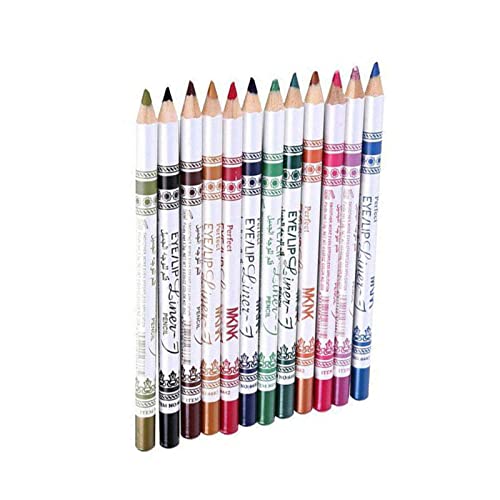 12 Farben Kajal Set, Farbe Eyeliner Bleistift Set, Kajal Liner, Kajalstift Komplettes Set, Bunt Wasserfest Kajalstifte für Weiche Übergänge für exakte und feine Linien von BASTOUR