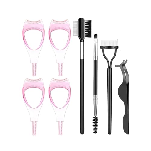 3 in 1 Wimpern Werkzeuge Mascara Shield Applicator Guard Wimperntrenner Augenbrauenbürste Tragbarer Wimpernkamm False Lash Pinzette Augenbrauen Pinsel Dual Endete Wimpernpinzette Applikator 5 Stück von BASTOUR