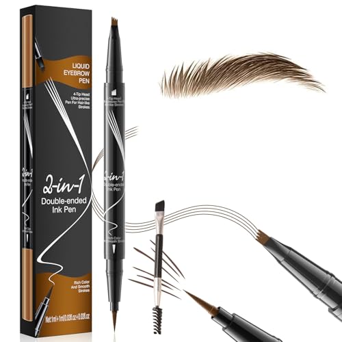 Augenbrauenstift Wasserfest Augenbrauenfarbe, 2-in-1 Dual-Ended Microblading Augenbrauenstift mit Augenbrauenpinsel, Wischfest Eyebrow Pencil Kann Leicht Natürliche Augenbrauenfarbe, Dunkelbraun von BASTOUR