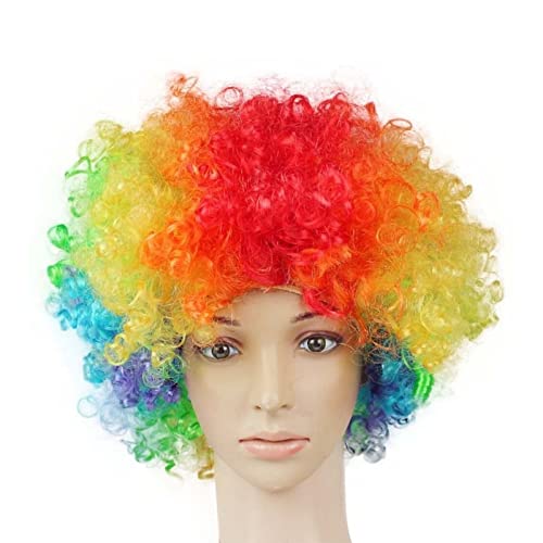 BASTOUR Clown Perücke Bunte, Unisex Bunte Perücke, Clown Perücke für Erwachsene Kinder Halloween Party, Perücke Karneval Fan-Perücke Fußball WM, Weihnachten Halloween Prop Perücken Kopfschmuck von BASTOUR