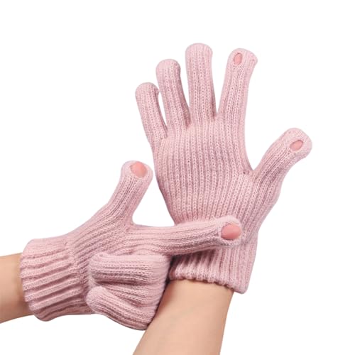 BASTOUR Touchscreen Handschuhe, Damen Winter Handschuhe Touchscreen, Handschuhe Touchscreen Strick, Fashion Handschuhe Damen, Winter Warm Damenhandschuhe, für Laufen, Fahren, Radfahren, Wandern, Rosa von BASTOUR