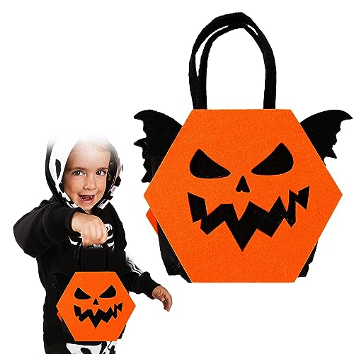 Halloween Süßigkeiten Tasche,Halloween Kürbis Tasche,Halloween Goodie Taschen,Trick or Treat Kürbis Eimer,Candy Tüten,Halloween Goodie Bags für Kinder - Perfekte Halloween-Dekoration,Teufelsflügel von BASTOUR