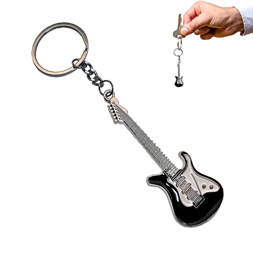 Schlüsselanhänger Gitarre, Schlüsselanhänger aus Metall, Schlüssel-Ring Rock E-Gitarre, Musikinstrument Schlüsselanhänger, Schlüssel-Anhänger E-Gitarre Musik Anhänger für Geschenkdekoration (Schwarz) von BASTOUR