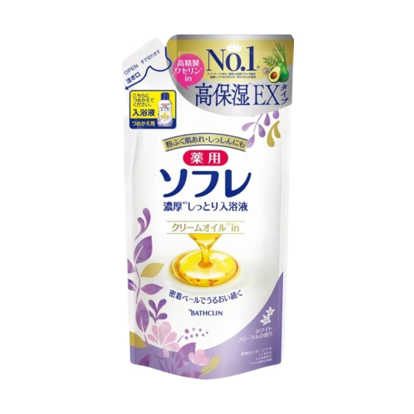 BATHCLIN - Medicated Souffle Rich Moist Bath Liquid Refill - 400ml - White Floral von BATHCLIN