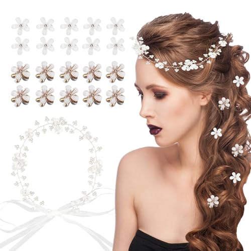 BATHRINS 21 Stück Mini Blumen Haarspangen mit Perle Haarschmuck Hochzeit Haarreife, Kleine Blumen Haarklammer, Dekorative Braut Haarschmuck für Mädchen Damen Blumenmädche BATHRINS 21 Stück Mini Blumen Haarspangen mit Perle Haarschmuck Hochzeit Haarreife, Kleine Blumen Haarklammer, Dekorative Braut Haarschmuck für Mädchen Damen Blumenmädche von BATHRINS