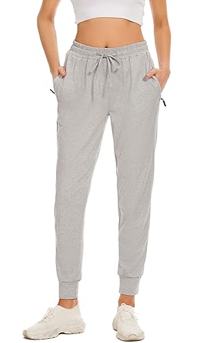 BATHRINS Jogginghose Damen Lang, Sporthosen für Damen mit Reißverschlusstasche, High Waist Trainingshose Slim Joggpants Damen für Yoga Fitness Freizeithosen von BATHRINS