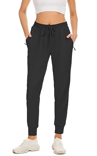 BATHRINS Jogginghose Damen Lang, Sporthosen für Damen mit Reißverschlusstasche, High Waist Trainingshose Slim Joggpants Damen für Yoga Fitness Freizeithosen von BATHRINS