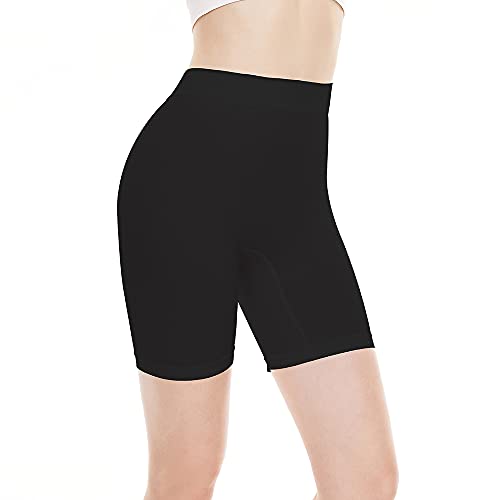 BATHRINS Kurze Leggings Damen Cool Sommer High Waist Lange Anti-Reibung Frauen Unter Rock Unterhosen Bequem Knee Length Radlerhose(Schwarz,XL) von BATHRINS