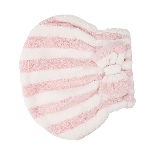 BATHVEVE 1 Stück Gestreifte Kappe Für Trockenes Haar Trocknen Erwachsene Mikrofaser Wasser Groß Dein Streifen Duschkappen Waschen Bad Duschhüte Frauen Handtücher Superfeine Faser Rosa von BATHVEVE