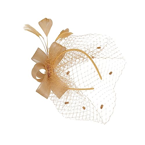 BATHVEVE 1 Stück Mesh-Kopf-Blume Hochzeitshaarschmuck für Frauen Haarklammern Gast Party-Haare elegant Frauen Kopfbedeckung frauen kopfschmuck Party-Kopfschmuck Haarband Gittergewebe Golden von BATHVEVE