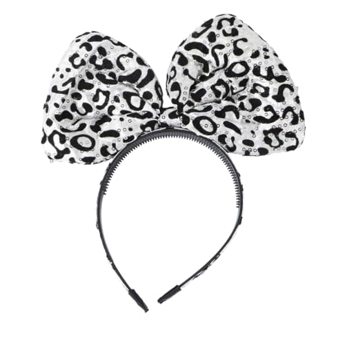 BATHVEVE Gothic Haarreif Mit Bowknot Und Leopard Muster Stretch Stirnband Für Party Und Urlaub Leicht Und Elastisch Passt Für Kopfgrößen von BATHVEVE