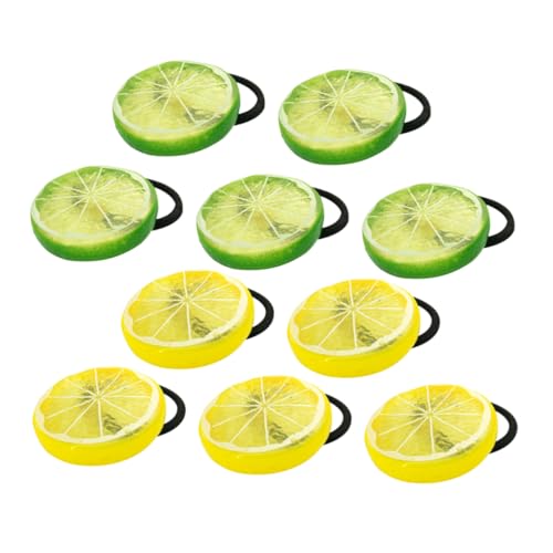 BATHVEVE 10 Stück Elastische Haargummis für Mädchen Zitronenscheibe Haarbänder Farbige Haar Accessoires für Babys Elastisch Bequem für Freizeit Feste von BATHVEVE