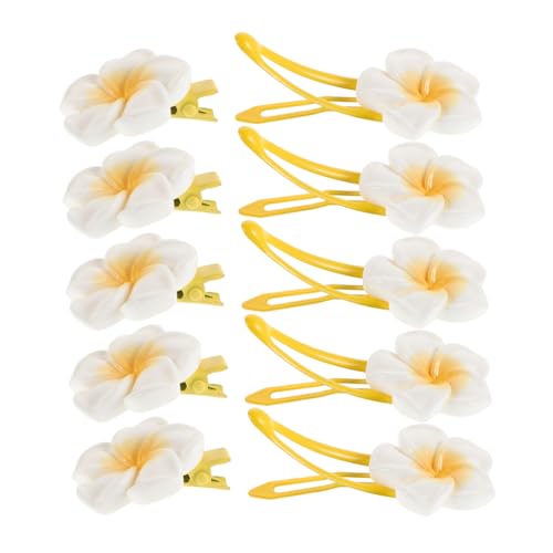 BATHVEVE 10 Stück Hawaiianische Plumeria Haarklammern Gelbe Blumen Haarschmuck Für Mädchen Tropische Haarspangen Nonslip Haarclips Für Alltag Luau Strandfest von BATHVEVE