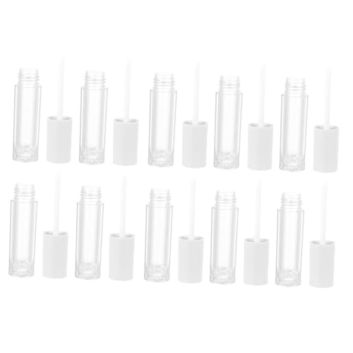 BATHVEVE 10 Stück Teiliges Lippenpflegebehälter aus Transparentem Abs Nachfüllbare Lip Gloss Tuben mit Weißem Verschluss Kompakte und Leichte Lippenfarbflaschen für Reisen und Alltag von BATHVEVE