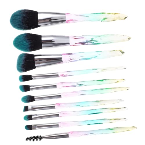 BATHVEVE 10 Stück Teiliges Make Up Pinselset mit Transparenter Diamantgriff und Hochwertigen Borsten für Lidschatten Foundation und Tägliches Make Up von BATHVEVE