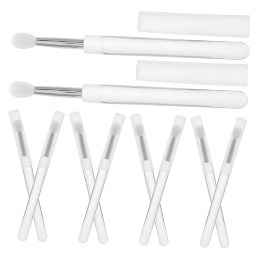 BATHVEVE 10 Stück Teiliges Mini Lippenpinsel set aus Leicht zu Reinigendem Silikon mit Abnehmbaren Kappen Wiederverwendbar für Lippenbalsam Lipgloss und Lidschatten Tragbar für Unterwegs von BATHVEVE