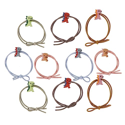 BATHVEVE 10stücke Junge Mädchen Haargummis Cartoon Dinosaurier Elastische Zopfhalter Für Mädchen Hautfreundliche Hochwertige Haarbänder Bunte Häkelgummis in Mischfarben von BATHVEVE