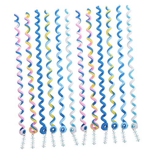 BATHVEVE 12 Stück Farbenfroher Haarrundstock Zubehör Haarstyling Haarklammern für Mädchen lockig Kleinkind Mädchen Haarschmuck Haarspangen für Mädchen Frisurenclip Polymer-Ton Blau von BATHVEVE