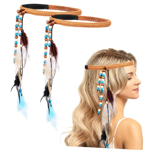 BATHVEVE 2 Stück Bohemian Haarschmuck mit Federn und Quasten Stirnband für Damen für Partys Reisen und Alltag Zufällige Farbe von BATHVEVE