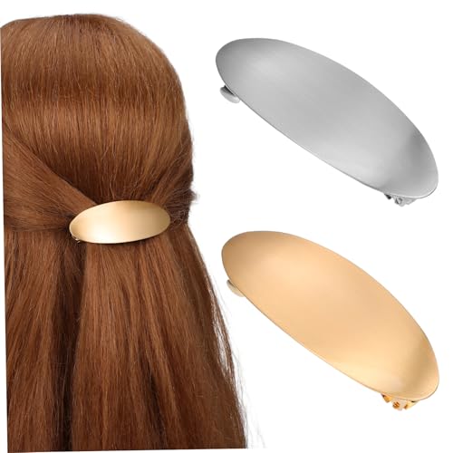 BATHVEVE 2 Stück Französische Haarklammern Oval Metall Haarclips für Damen Stilvolle Haarspangen Gold und Silber Robuste und Einfache Anwendung für Mode und Alltagsfrisuren von BATHVEVE