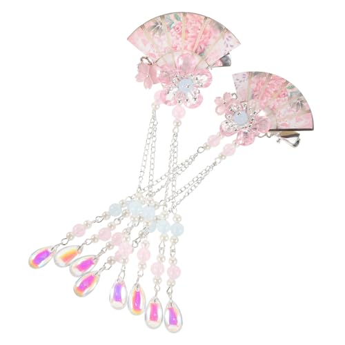 BATHVEVE 2 Stück Teiliges Hanfu Haarschmuck mit Blüten Haarspangen und Quasten für Mädchen und Dekorative Haarnadeln für Hochzeiten Partys und Fotoshootings Rosa von BATHVEVE