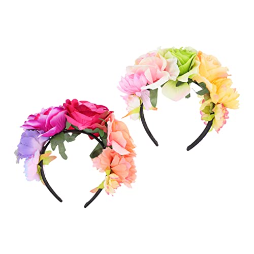 BATHVEVE 2 Stücke Rosen Stirnband Urlaub Cosplay Foto Haarband Dekoratives Kopfbedeckung für Hochzeiten Partys und Fotoshootings Leicht und Tragbar Zartes Design für Mädchen von BATHVEVE