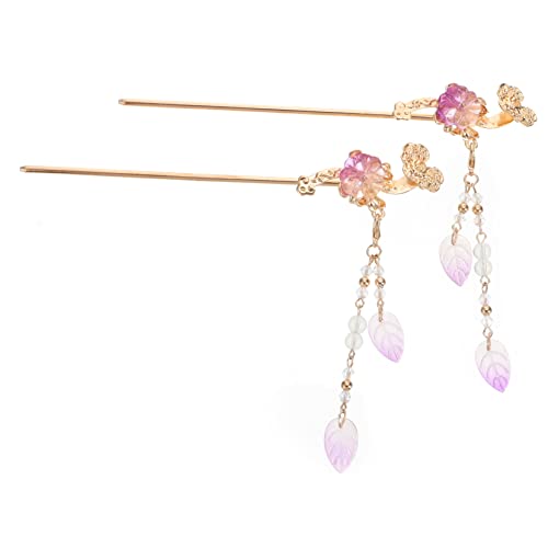 BATHVEVE 2 Stücke antike Haarnadel Haarstäbe mit Quasten Haarzubehör für Frauen Essstäbchen für Haare Strass-Haarnadel Essstäbchen Haare chinesische Essstäbchen-Haarnadel Legierung Violet von BATHVEVE