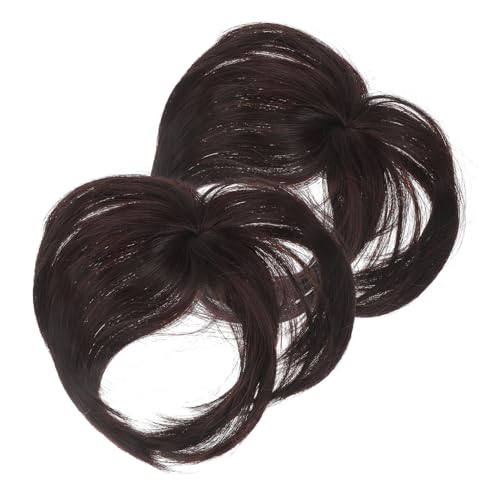 BATHVEVE 2Stücke Haarteil für Damen Glattes Wiglet für Oberkopf für Dünner Werdendes Haar mit Clips Weich und Angenehm zur Abdeckung Grauer Haare Tiefbraun von BATHVEVE