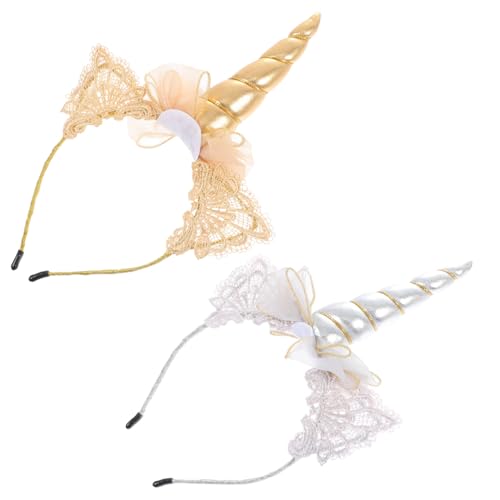 BATHVEVE 2Stücke Einhorn Haarreifen für Kinder Glitzer Kopfschmuck Party Dekoration Kostüm Haarschmuck für Geburtstagsfeiern und Cosplay von BATHVEVE